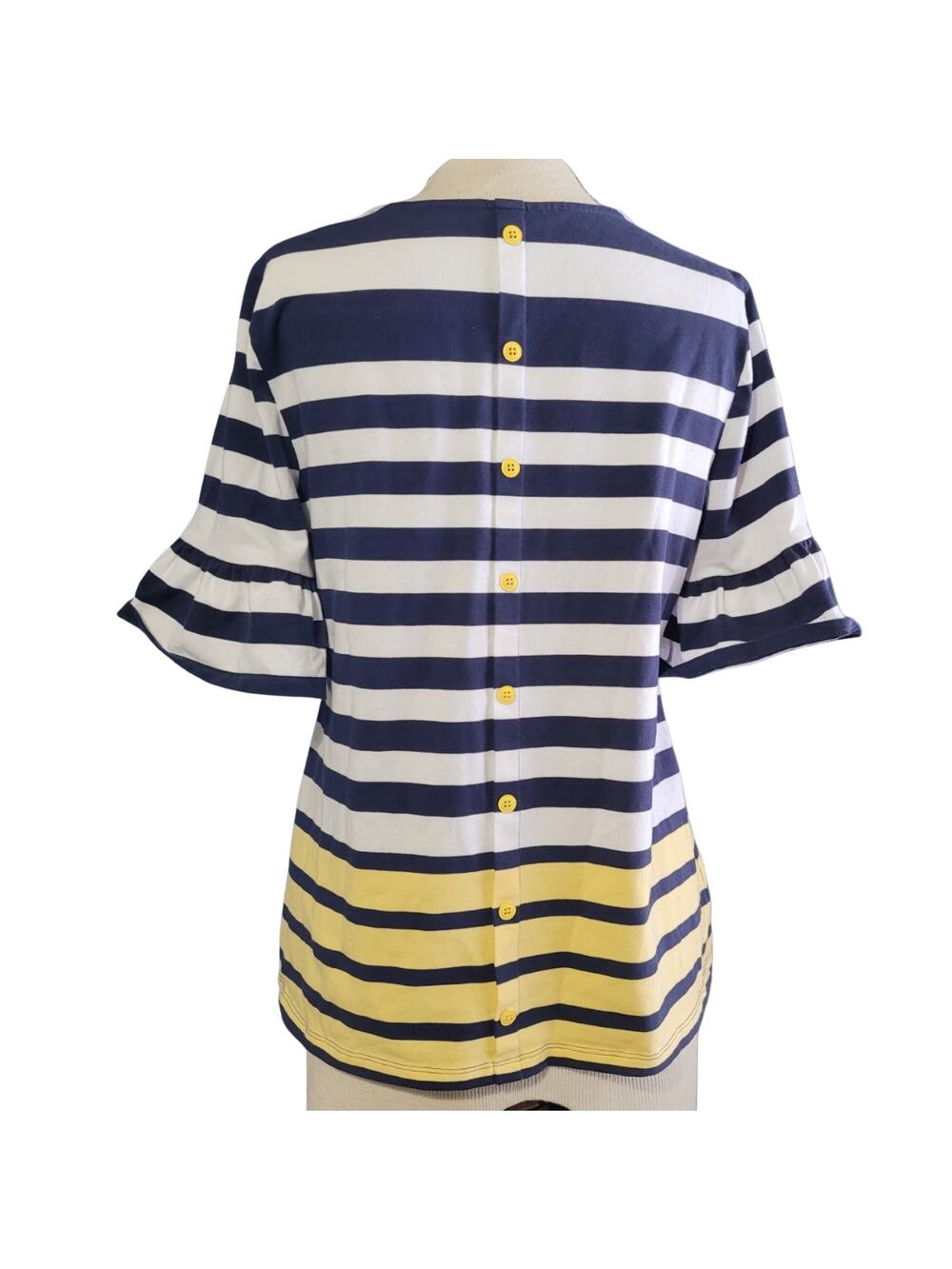 Charter Club Blue Yellow and White Top Size Small